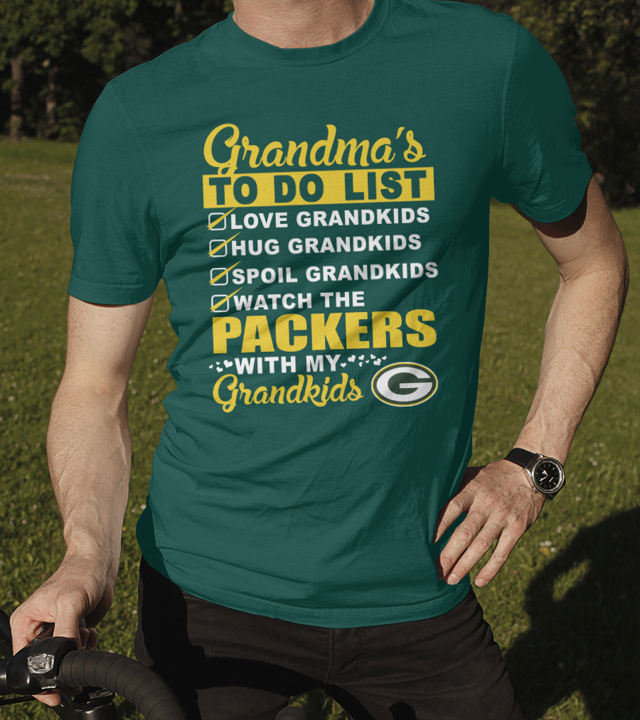 Grandma's To Do List Packers Watch With My Grandkids Green Bay Packers T-Shirt