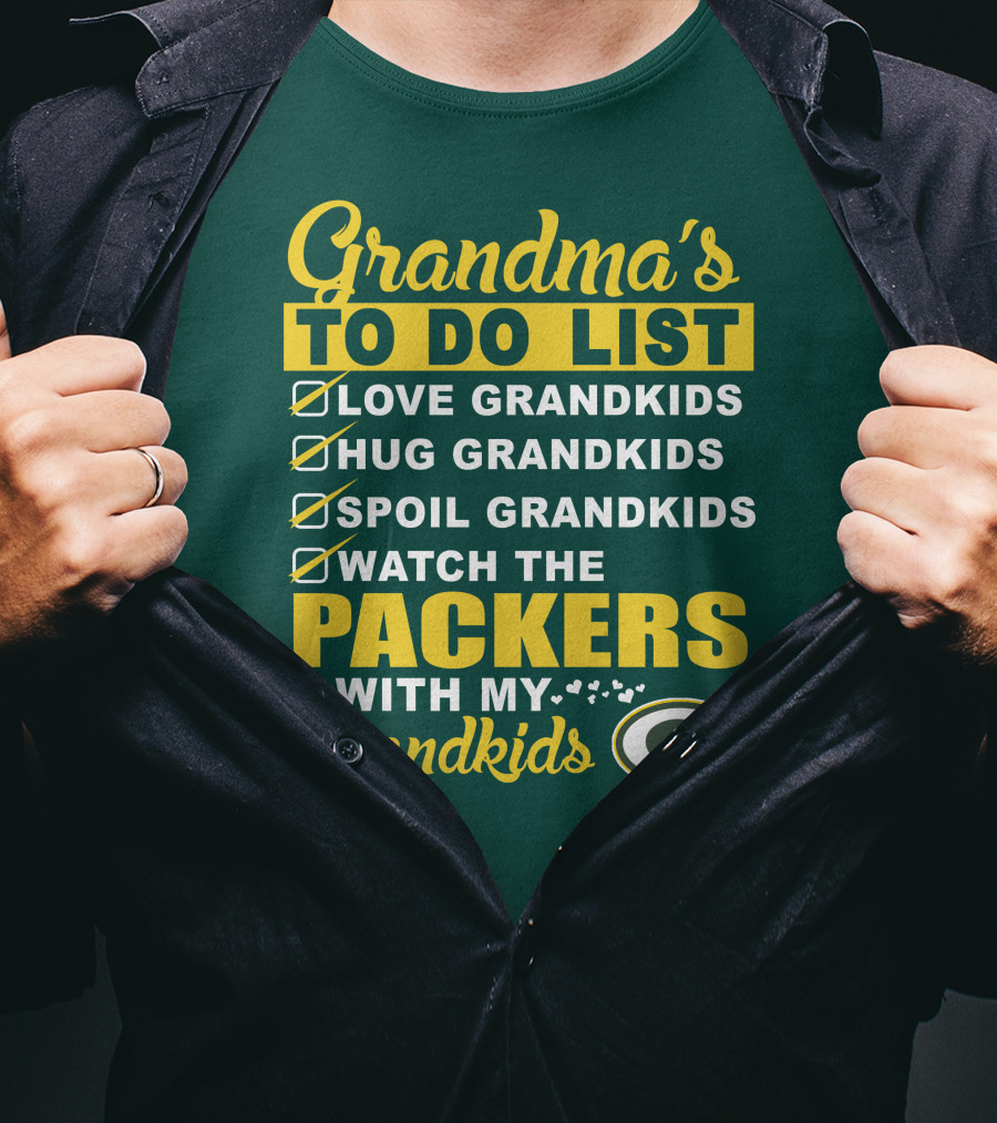 Grandma's To Do List Packers Watch With My Grandkids Green Bay Packers T-Shirt