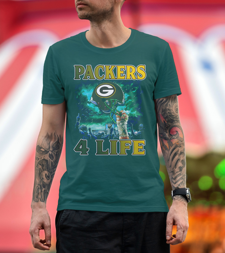 Packers 4 Life Green Bay Victory Helmet Celebration T-Shirt