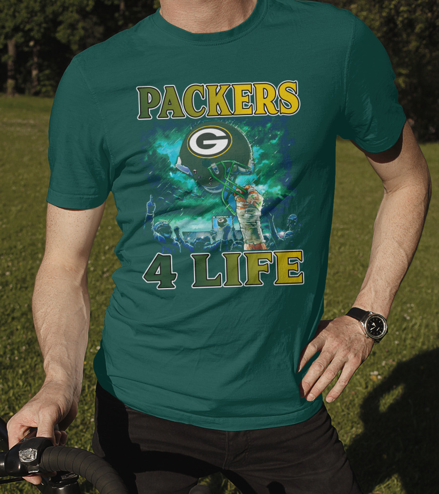 Packers 4 Life Green Bay Victory Helmet Celebration T-Shirt