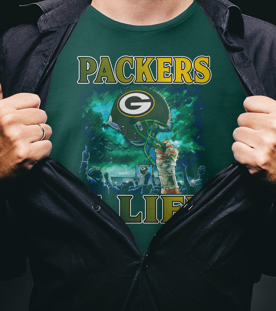 Packers 4 Life Green Bay Victory Helmet Celebration T-Shirt