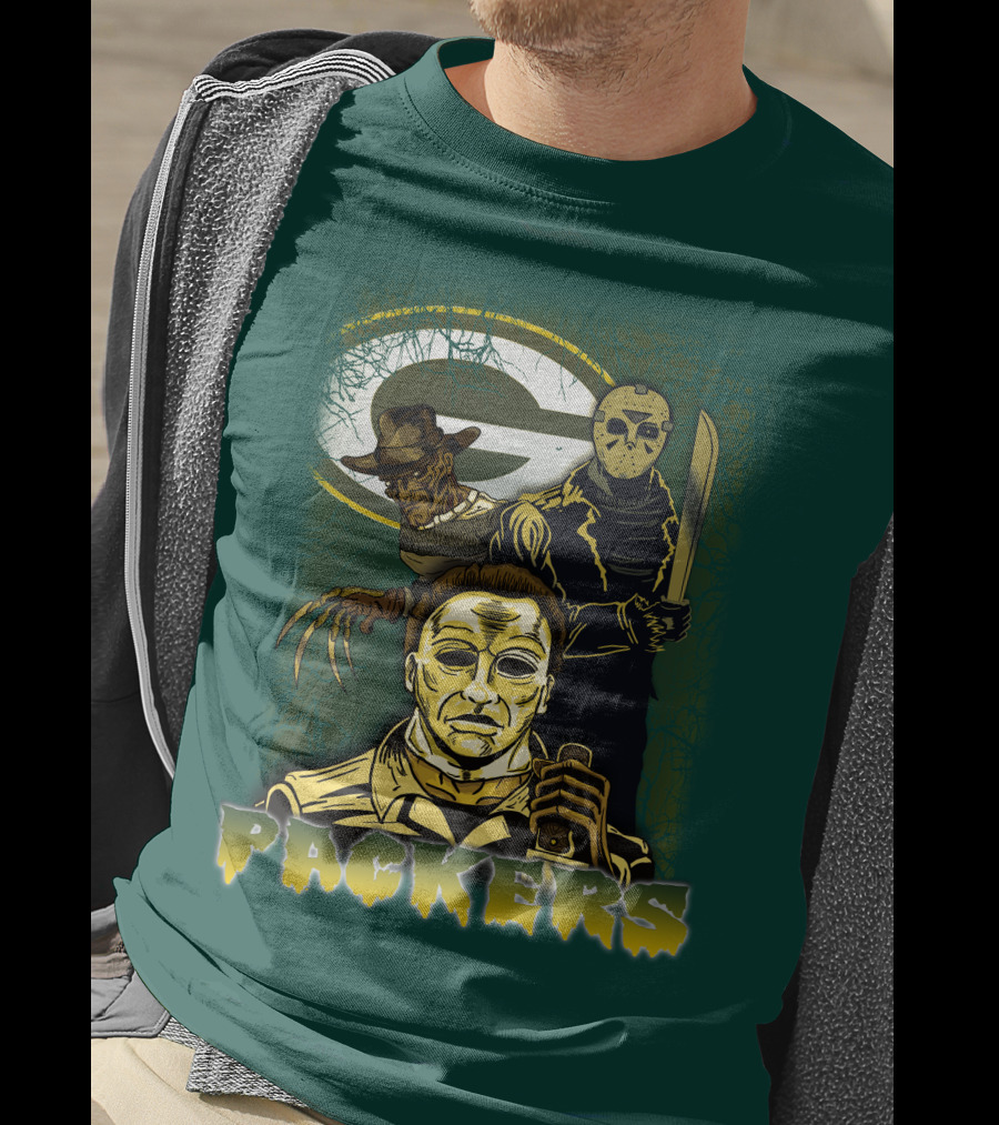 Green Bay Packers Horror Icons Mashup Freddy Jason Michael Myers T-Shirt