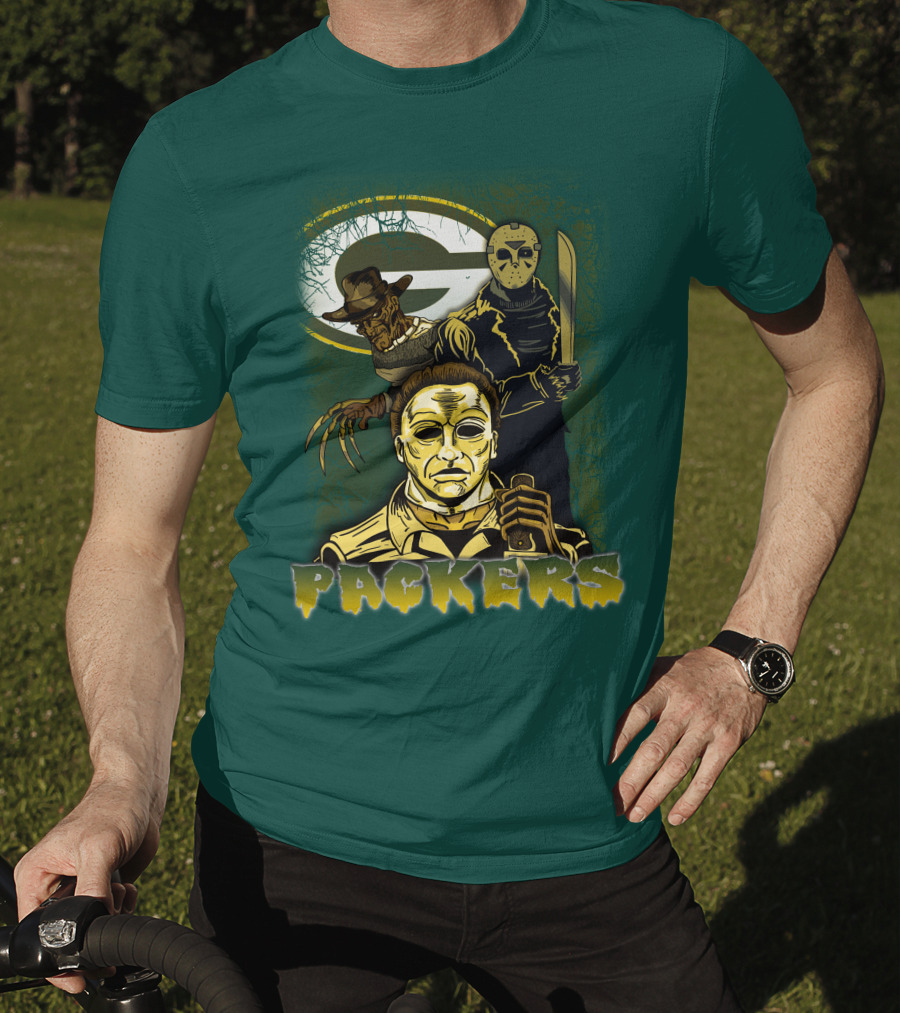 Green Bay Packers Horror Icons Mashup Freddy Jason Michael Myers T-Shirt