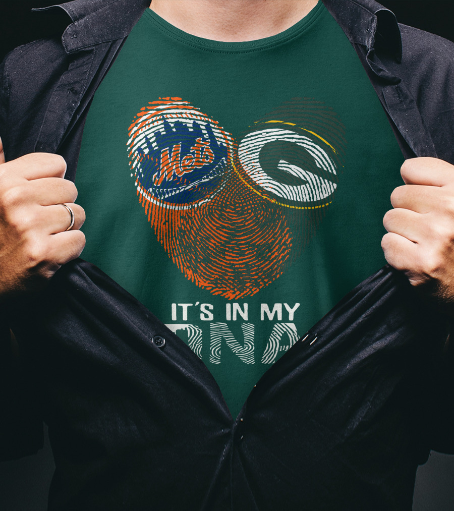 Green Bay Packers New York Mets It's In My Dna T-Shirt