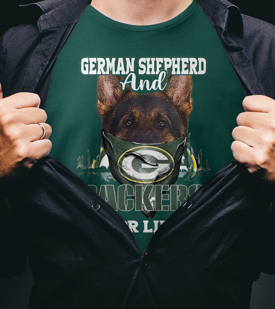 German Shepherd And Packers For Life T-Shirt