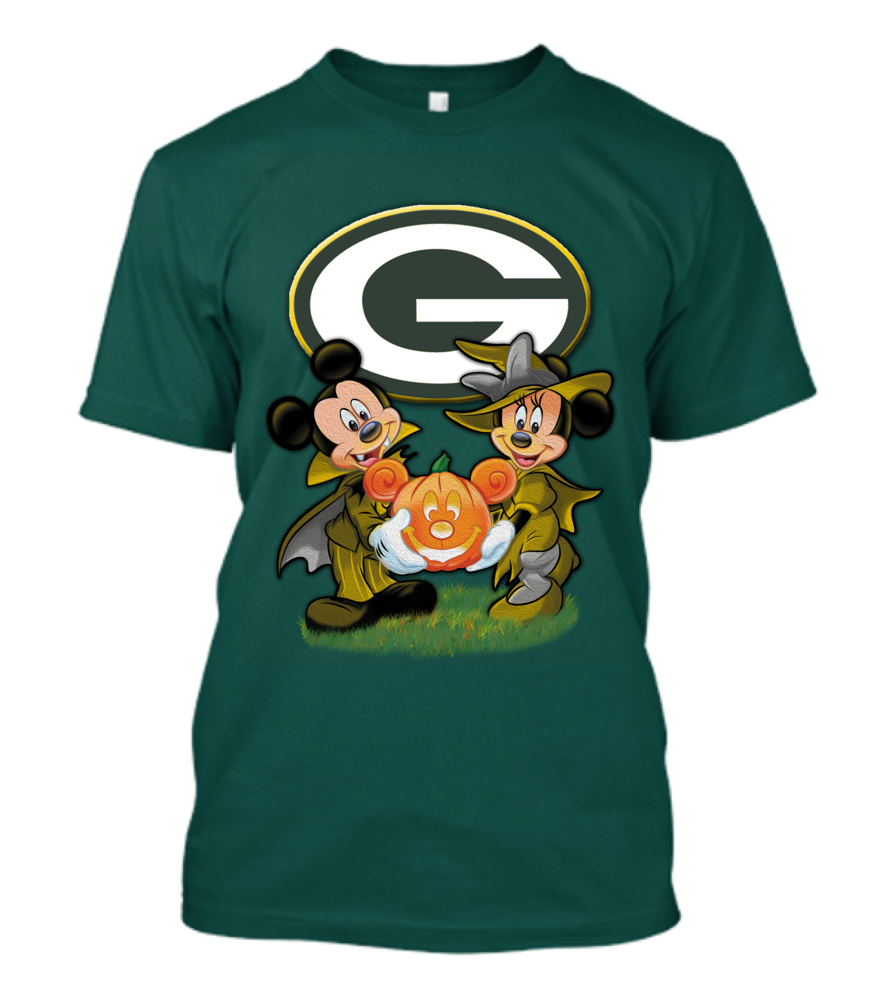 Green Bay Packers Mickey Minnie Halloween Pumpkin T-Shirt
