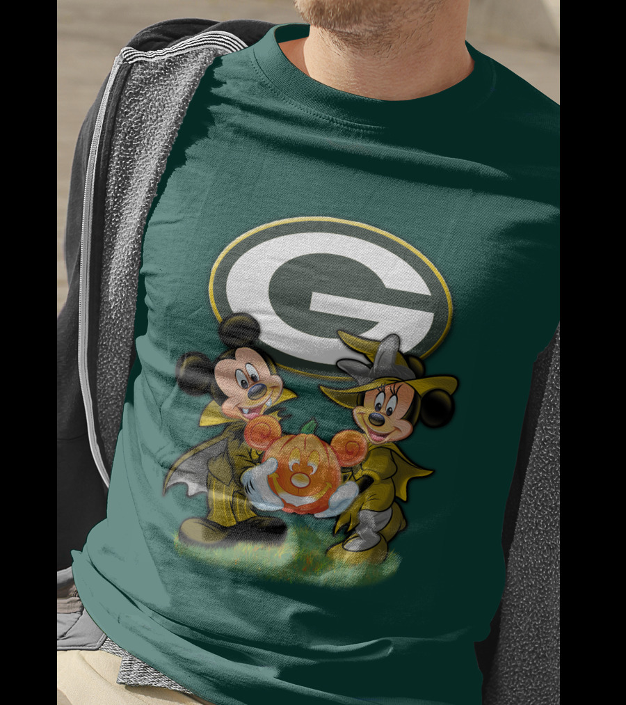 Green Bay Packers Mickey Minnie Halloween Pumpkin T-Shirt