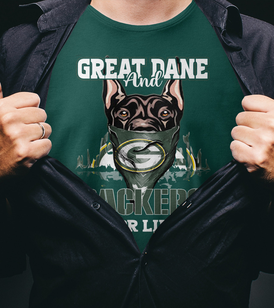 Great Dane And Packers For Life Green Bay Packers T-Shirt