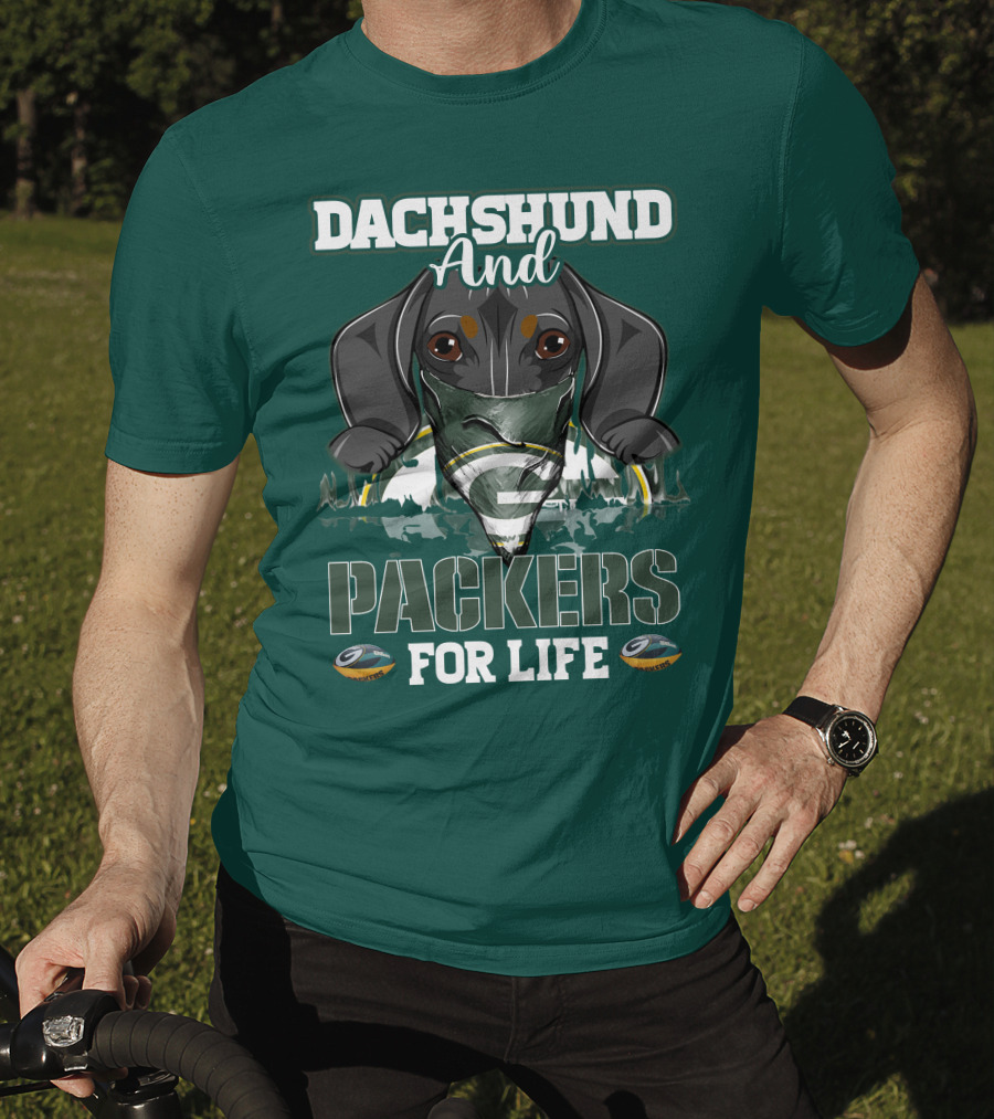 Dachshund And Packers For Life Green Bay T-Shirt