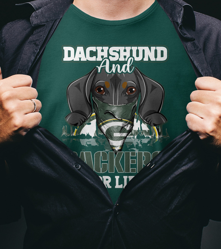 Dachshund And Packers For Life Green Bay T-Shirt