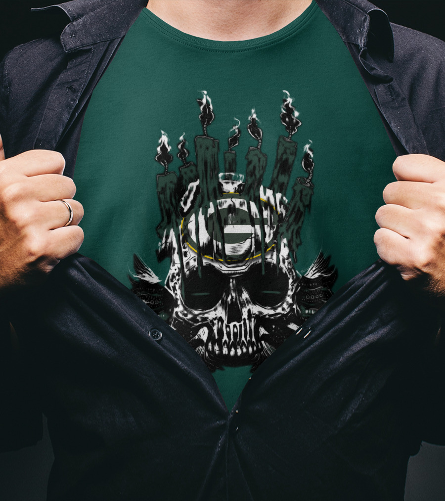 Green Bay Packers Skull Candle T-Shirt