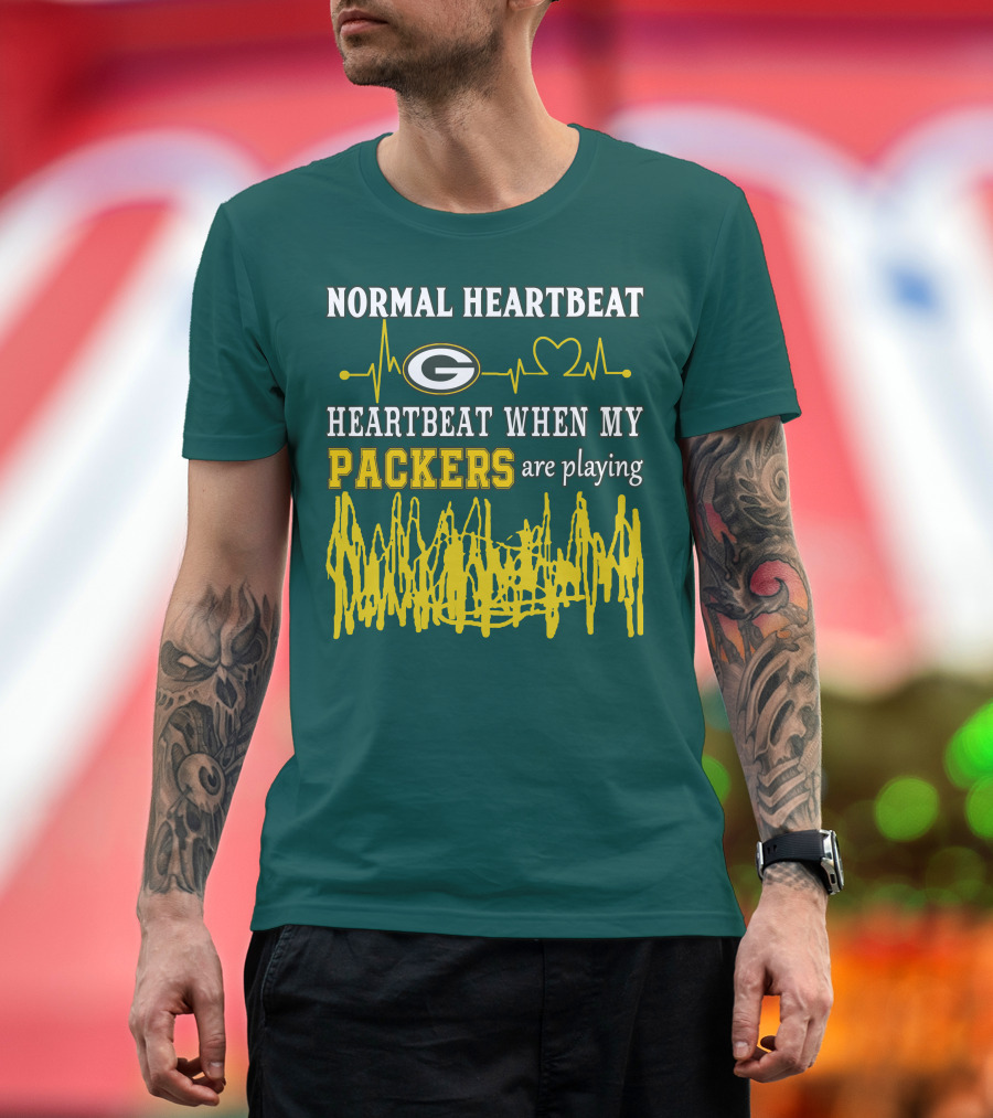Normal Heartbeat Heartbeat When My Packers Are Playing Green Bay Packers T-Shirt