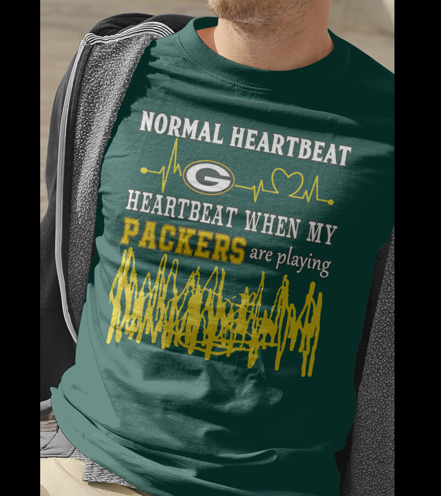 Normal Heartbeat Heartbeat When My Packers Are Playing Green Bay Packers T-Shirt
