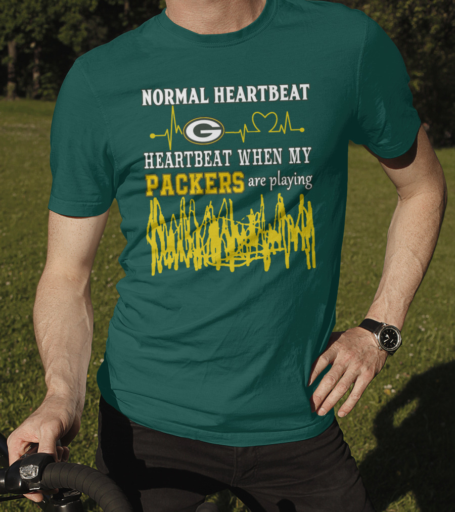 Normal Heartbeat Heartbeat When My Packers Are Playing Green Bay Packers T-Shirt