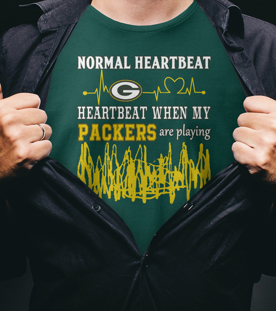 Normal Heartbeat Heartbeat When My Packers Are Playing Green Bay Packers T-Shirt