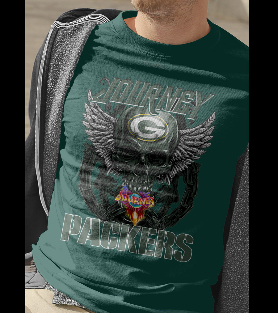 Journey Green Bay Packers Winged Skull Flame T-Shirt