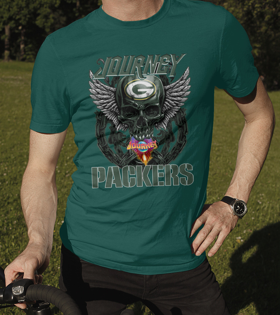 Journey Green Bay Packers Winged Skull Flame T-Shirt