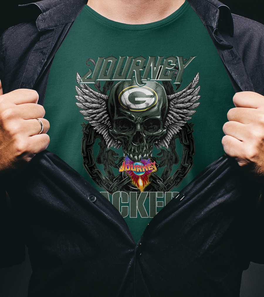 Journey Green Bay Packers Winged Skull Flame T-Shirt