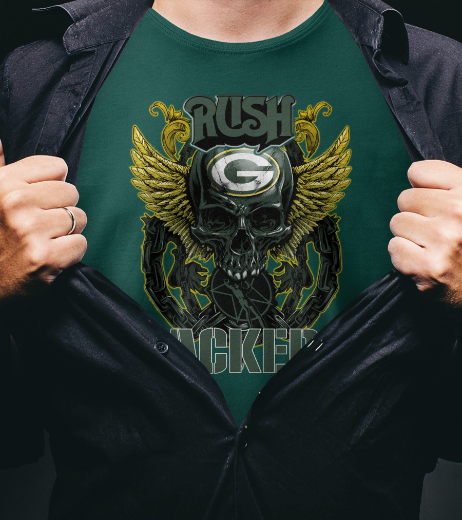 Rush Packers Skull With Wings Green Bay Packers T-Shirt