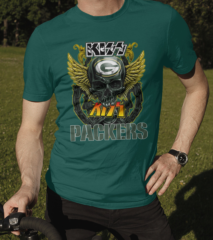 KISS Green Bay Packers Skull Wings T-Shirt