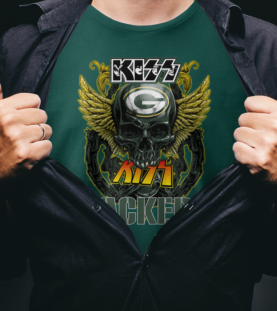KISS Green Bay Packers Skull Wings T-Shirt