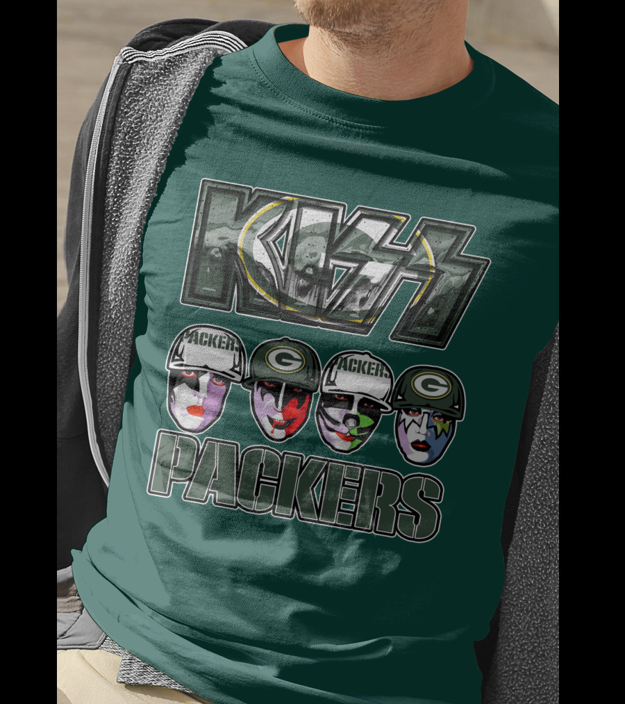 Kiss Packers Green Bay Fan Faces T-Shirt