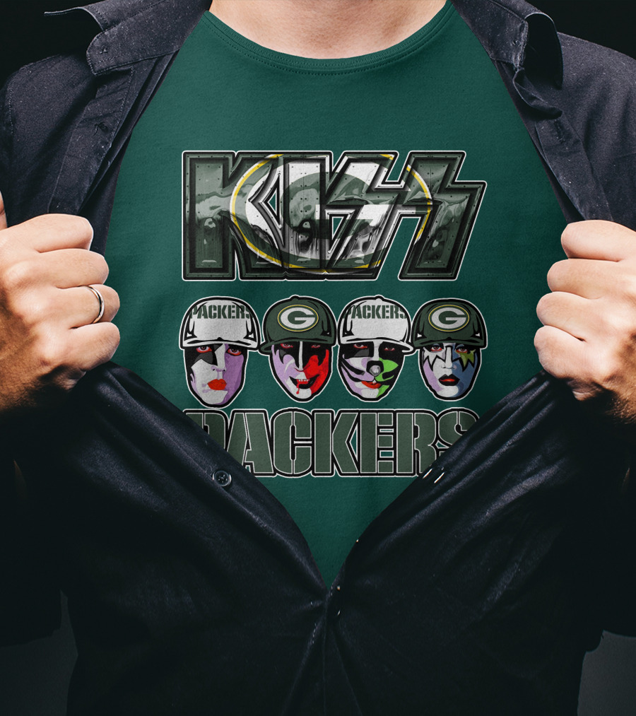 Kiss Packers Green Bay Fan Faces T-Shirt