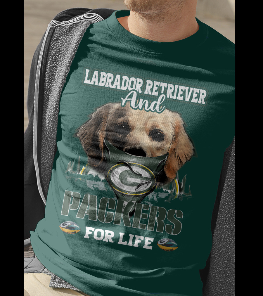 Labrador Retriever And Packers For Life Green Bay Packers T-Shirt