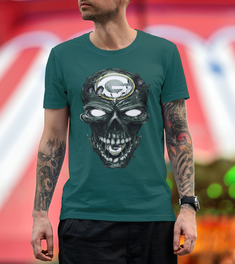 Skull Green Bay Packers G Logo Zombie Fusion T-Shirt