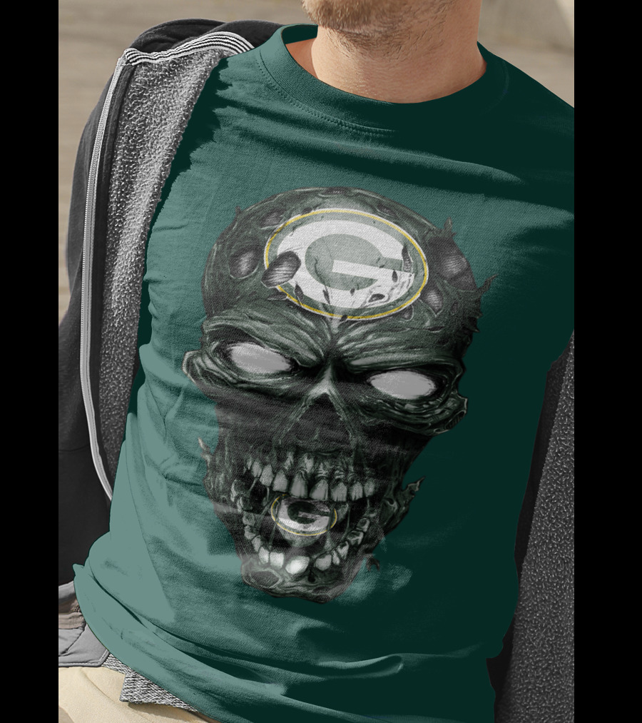 Skull Green Bay Packers G Logo Zombie Fusion T-Shirt