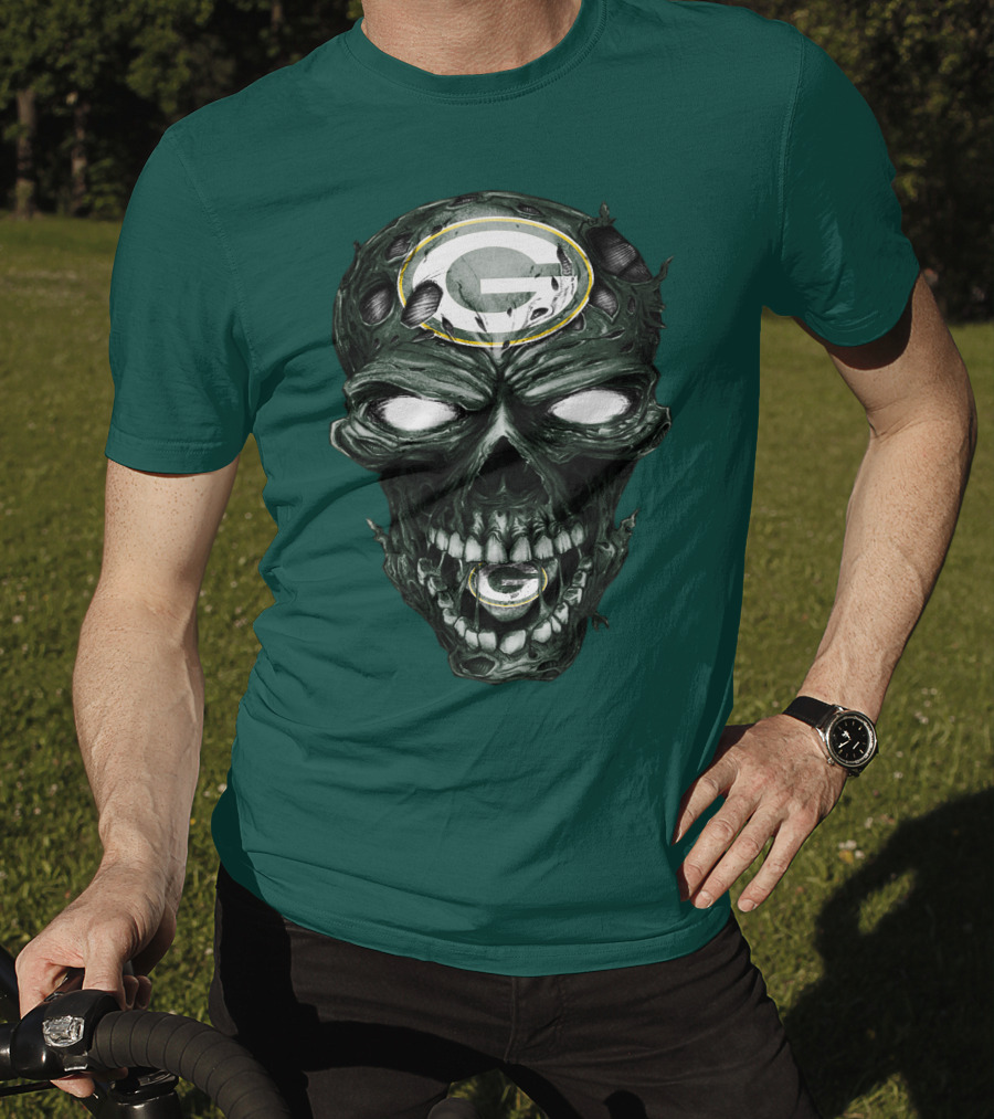 Skull Green Bay Packers G Logo Zombie Fusion T-Shirt