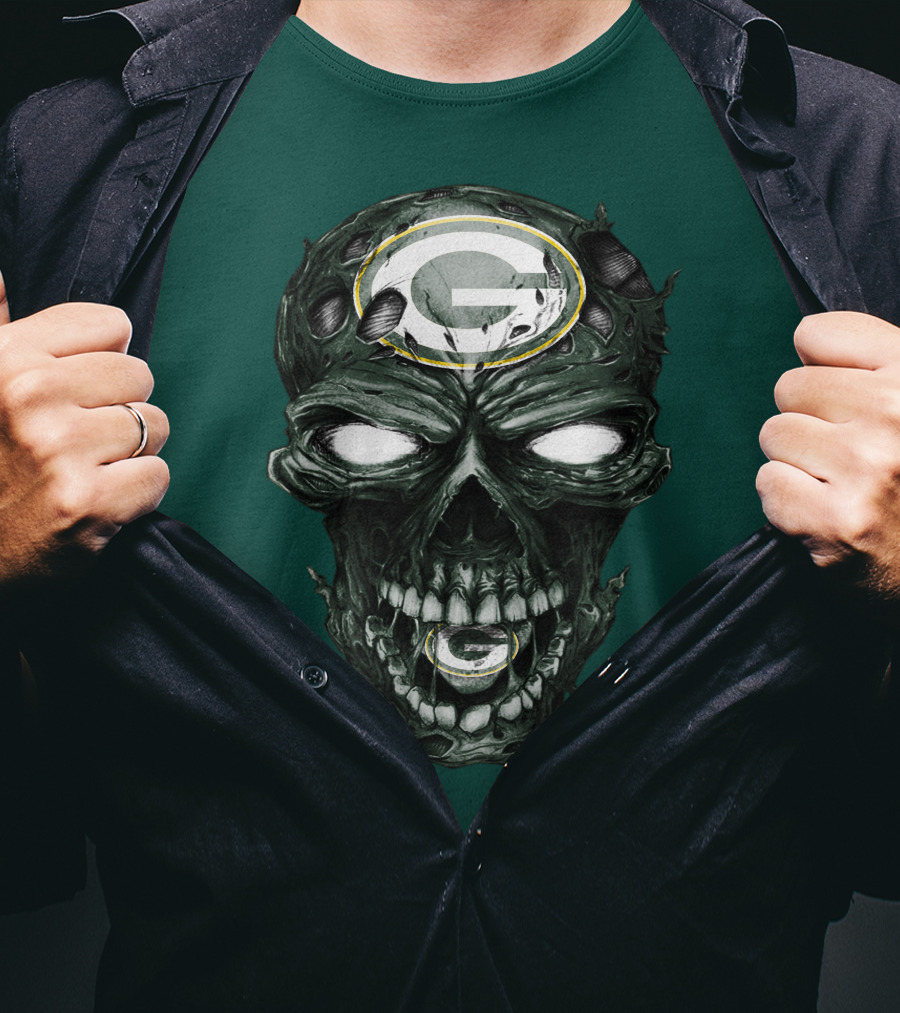 Skull Green Bay Packers G Logo Zombie Fusion T-Shirt