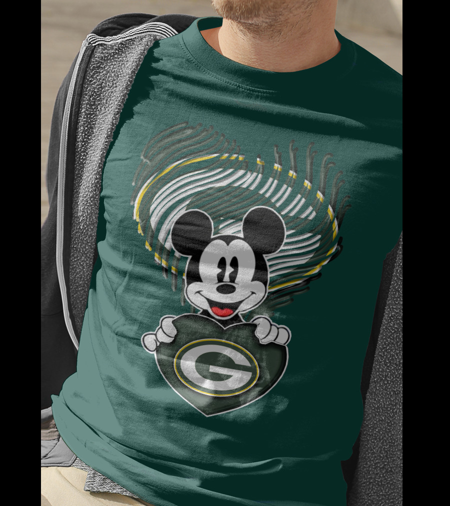Mick Fan Embraces Green Bay Packers Heart T-Shirt