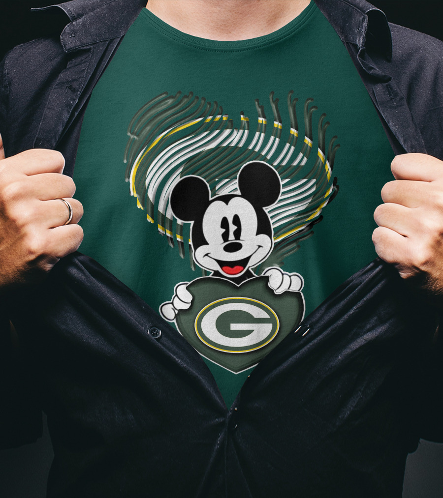 Mick Fan Embraces Green Bay Packers Heart T-Shirt