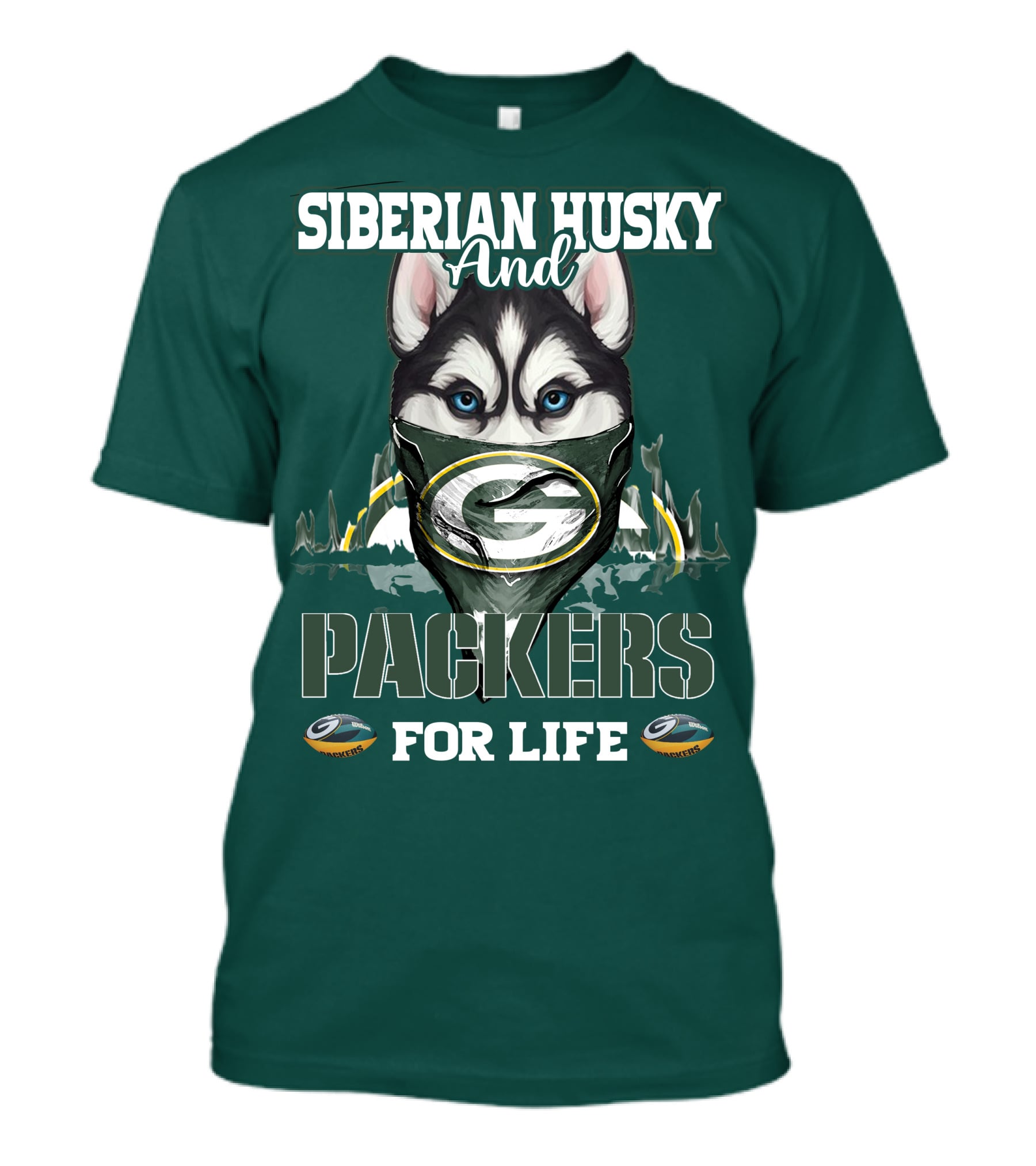 Siberian Husky And Packers For Life T-Shirt
