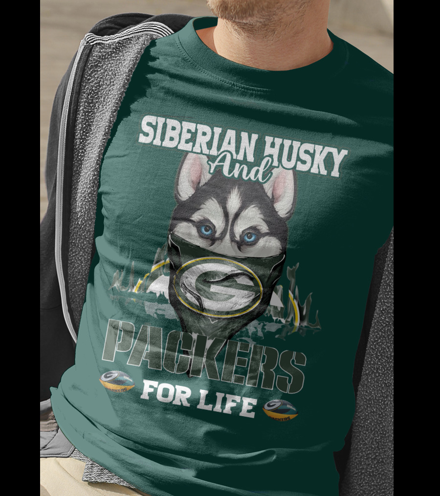 Siberian Husky And Packers For Life T-Shirt