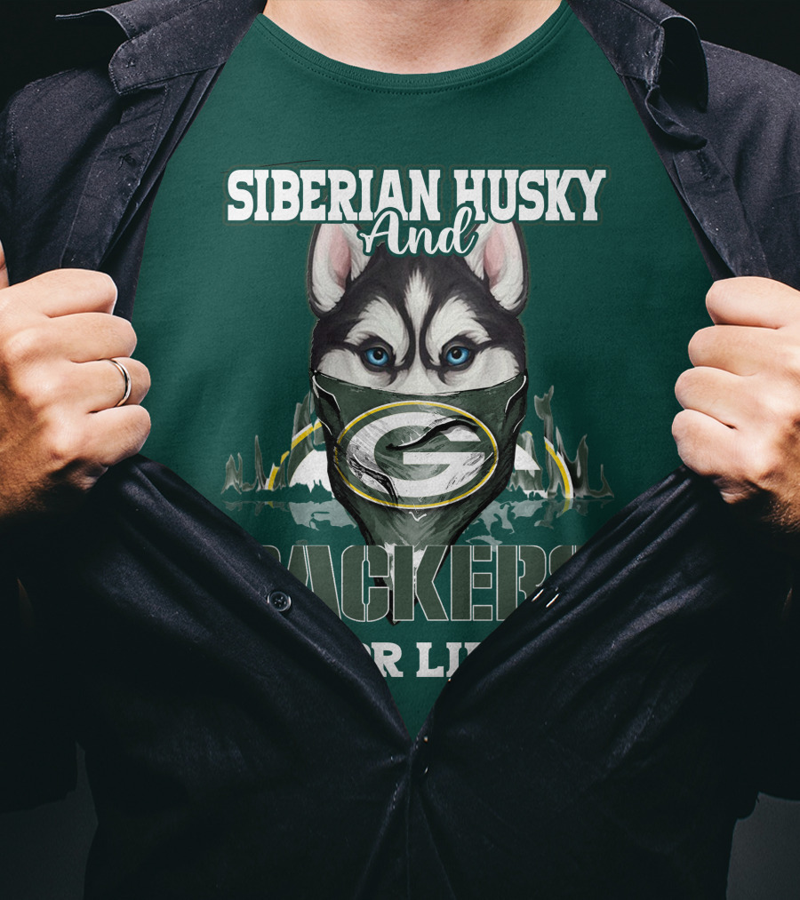 Siberian Husky And Packers For Life T-Shirt