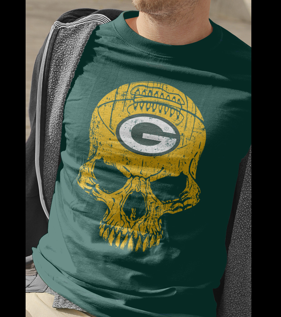 Green Bay Packers Skull Football Logo T-Shirt
