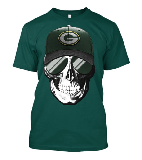 Green Bay Packers Skull Hat T-Shirt