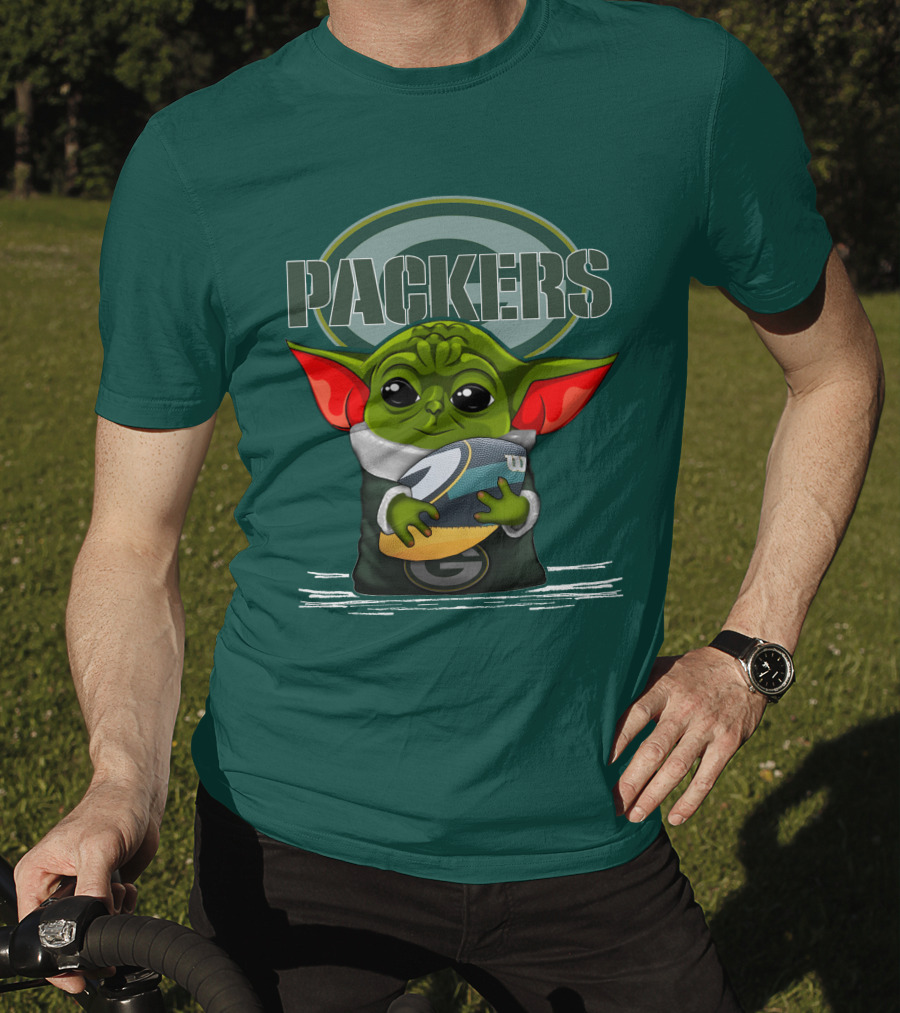 Yoda Holding Football With Green Bay Packers T-Shirt