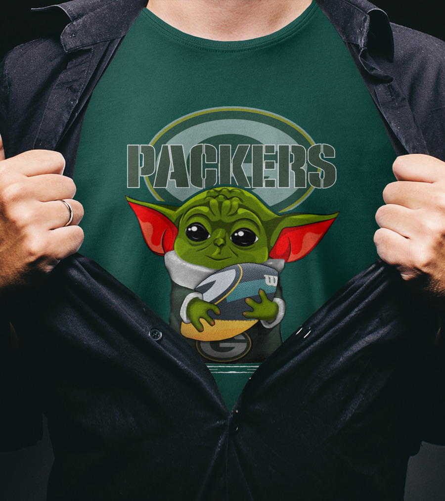 Yoda Holding Football With Green Bay Packers T-Shirt