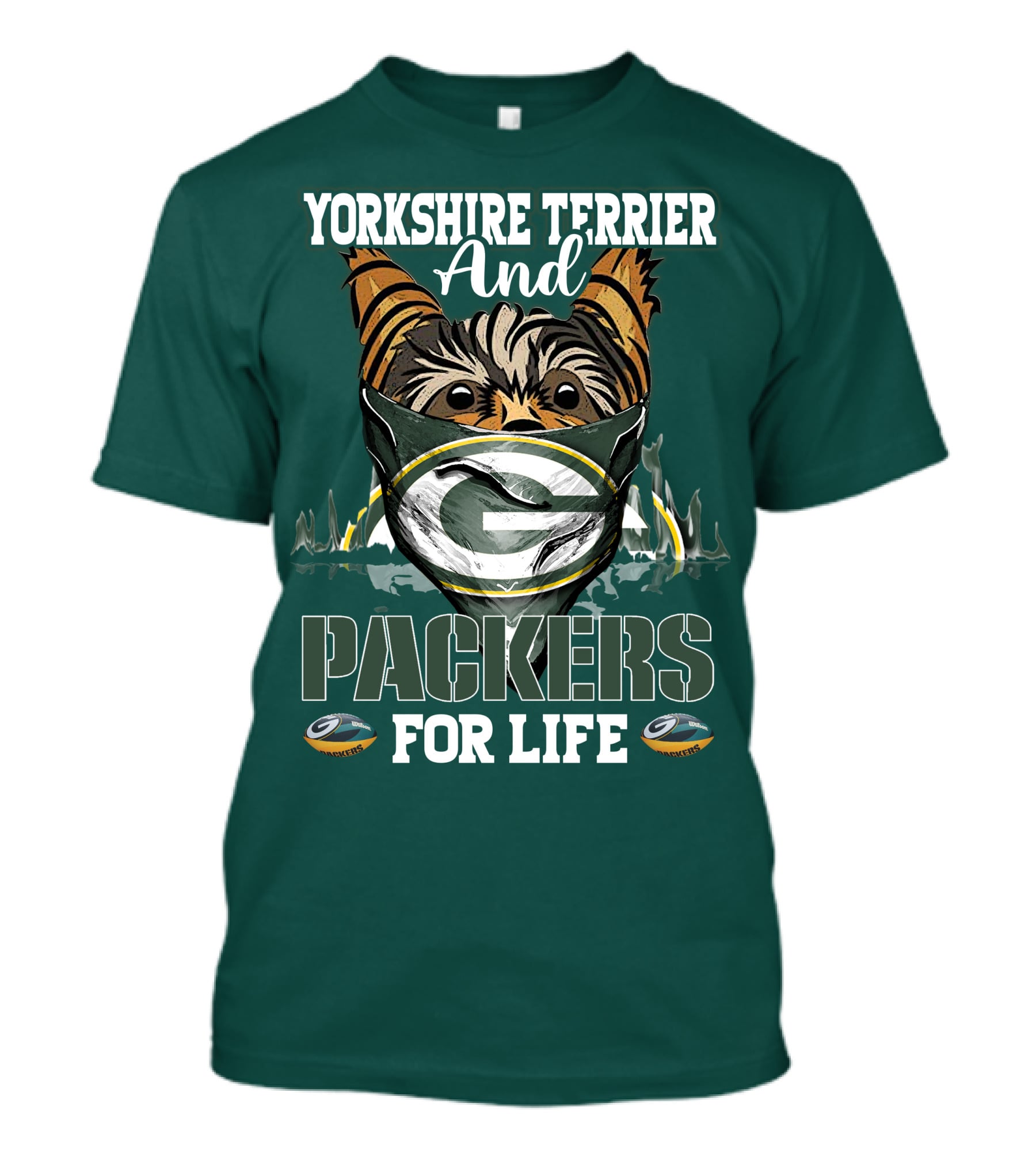 Yorkshire Terrier And Packers For Life Green Bay Packers T-Shirt