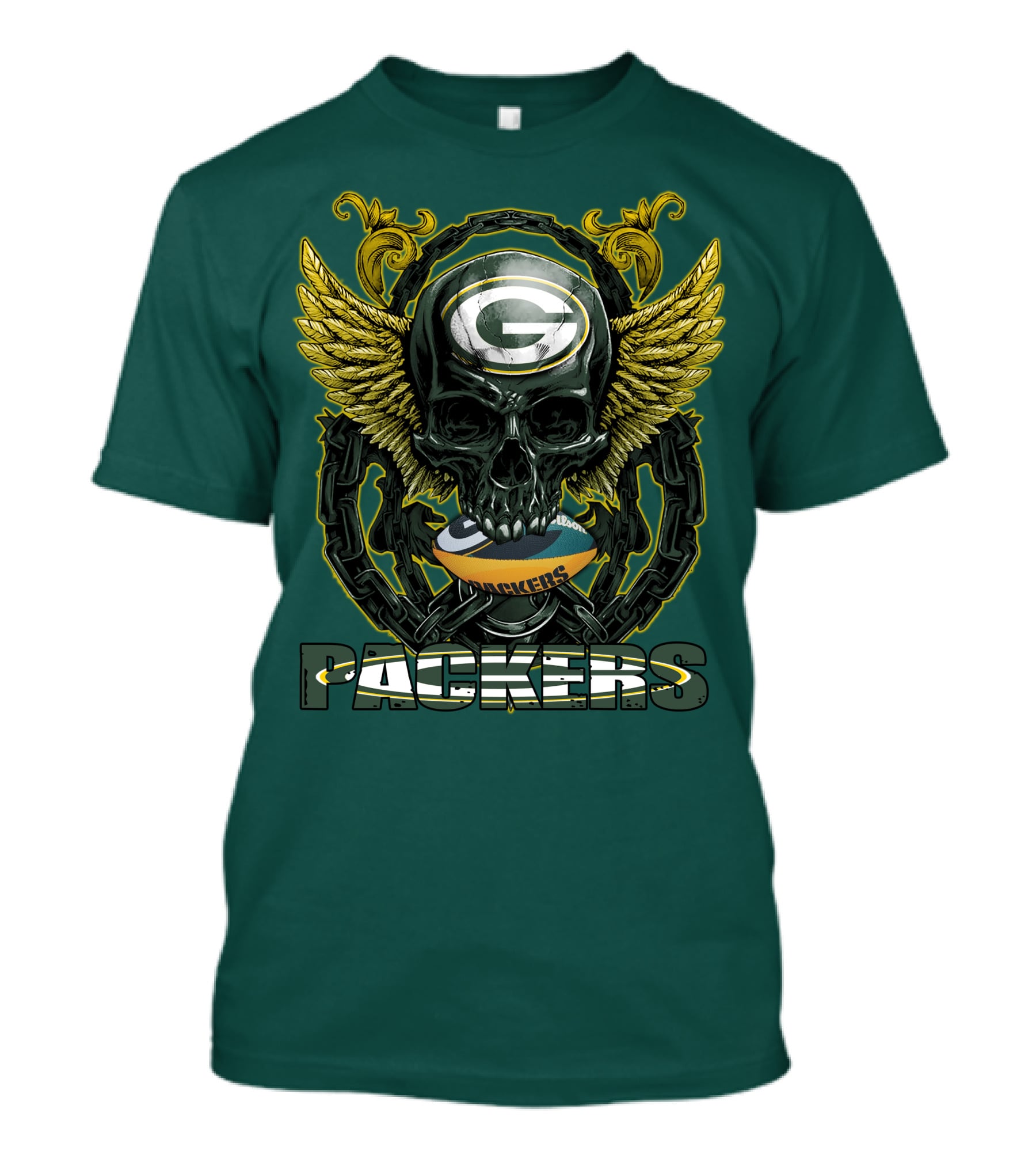 Packers Skull Green Bay Football Wings T-Shirt