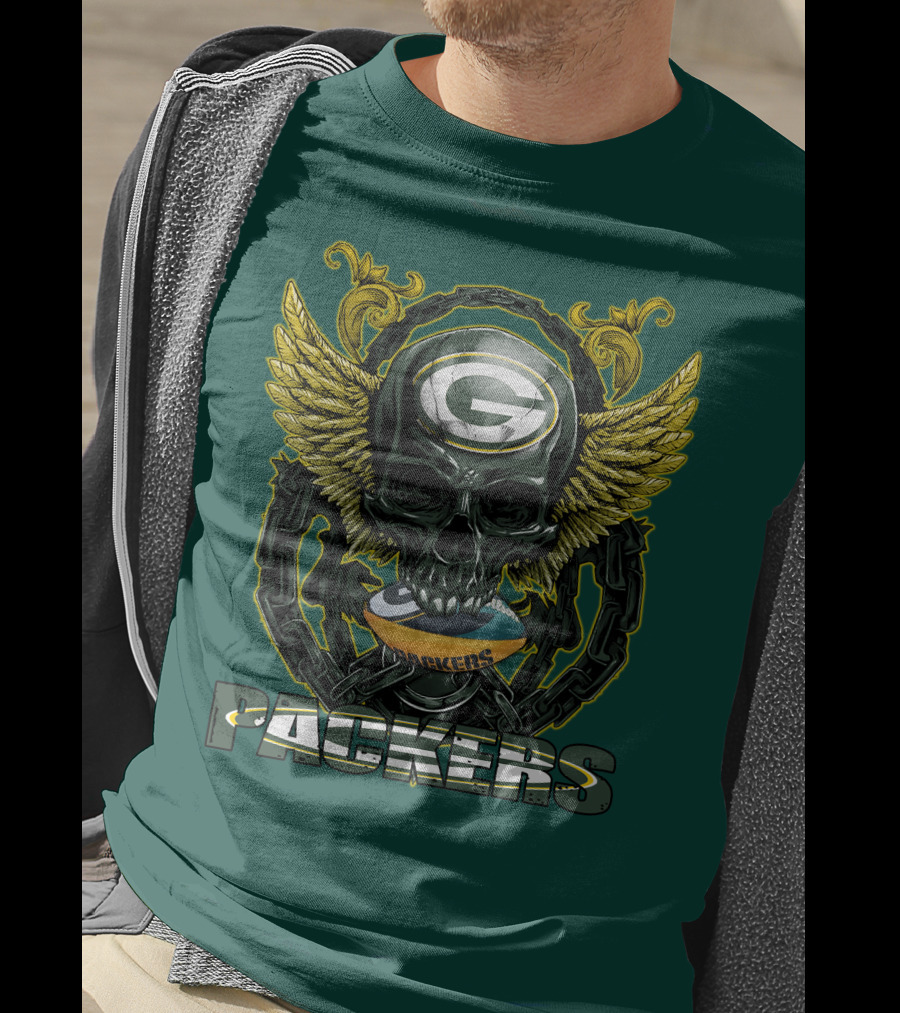 Packers Skull Green Bay Football Wings T-Shirt
