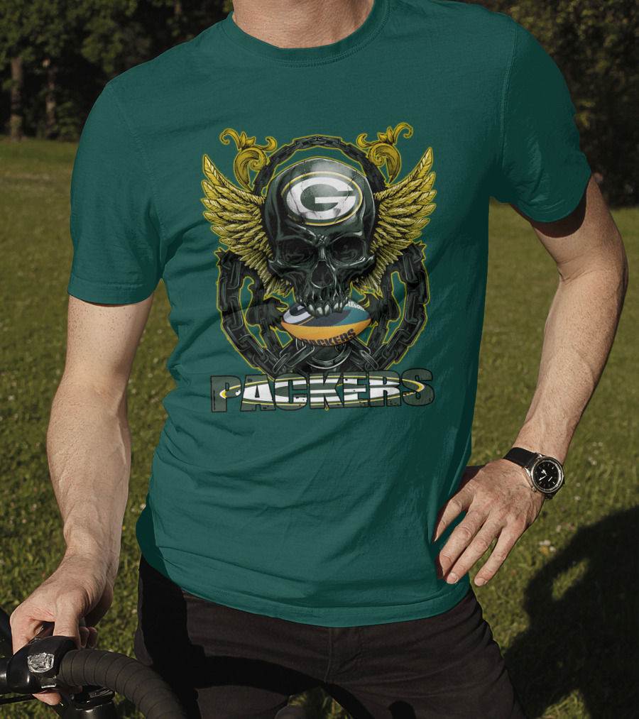 Packers Skull Green Bay Football Wings T-Shirt