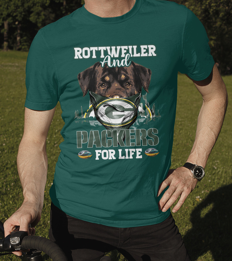Rottweiler And Packers For Life Green Bay Packers T-Shirt