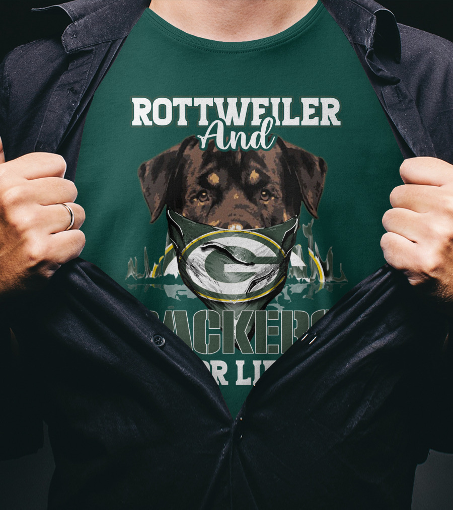 Rottweiler And Packers For Life Green Bay Packers T-Shirt