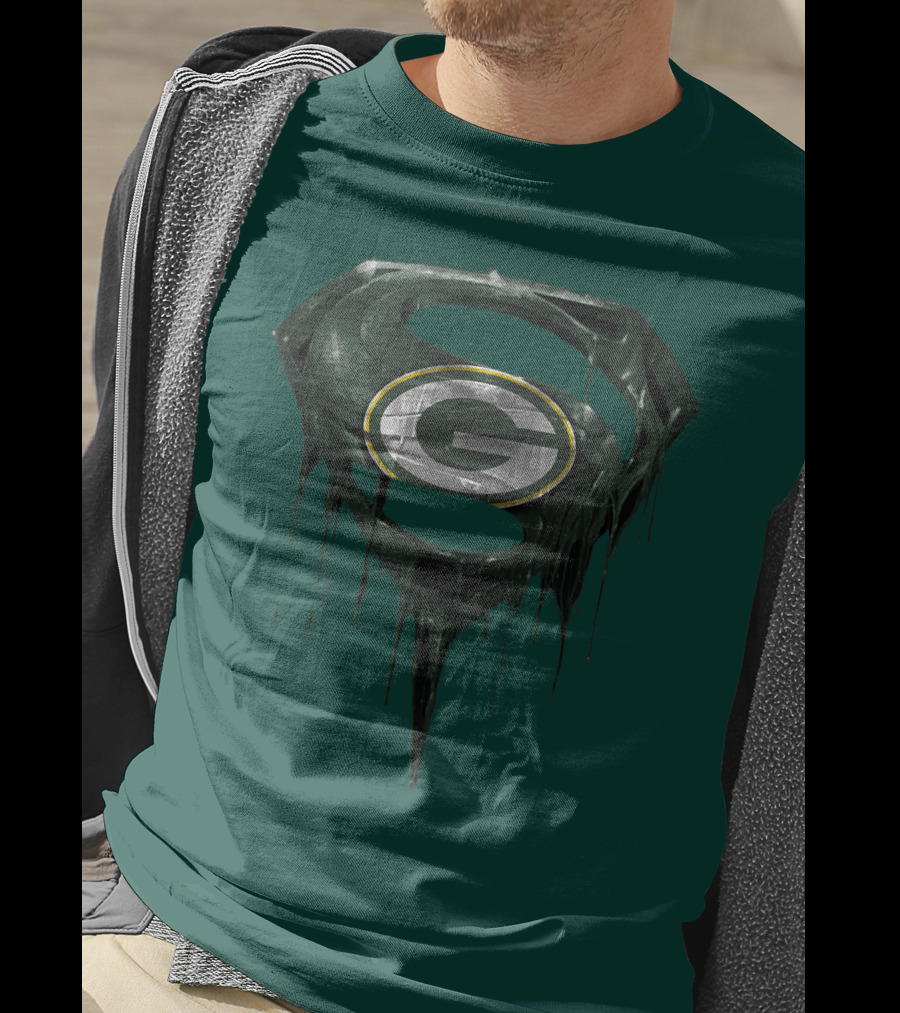 Spm Superman Green Bay Packers Logo Fusion T-Shirt