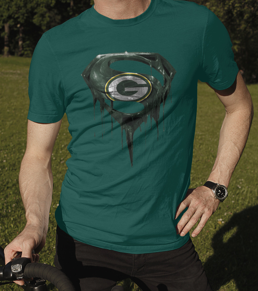 Spm Superman Green Bay Packers Logo Fusion T-Shirt