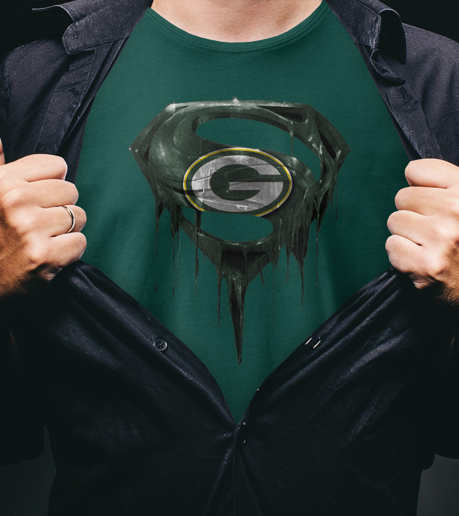 Spm Superman Green Bay Packers Logo Fusion T-Shirt